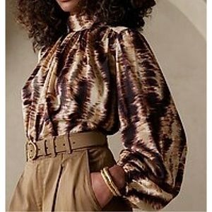 Banana Republic Balloon Sleeve Mock Neck Top